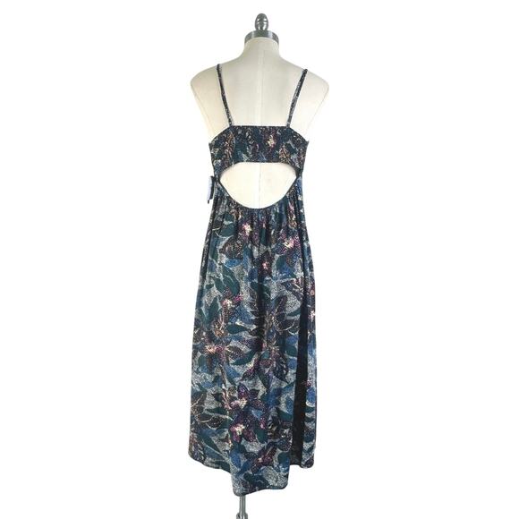 O’Neill Lexie Open Back Midi Dress Floral Print Square Neck Blue - Picture 6 of 10